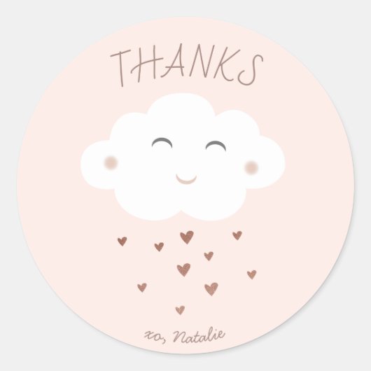 Zachte wolk baby shower bedank sticker (Voorkant)