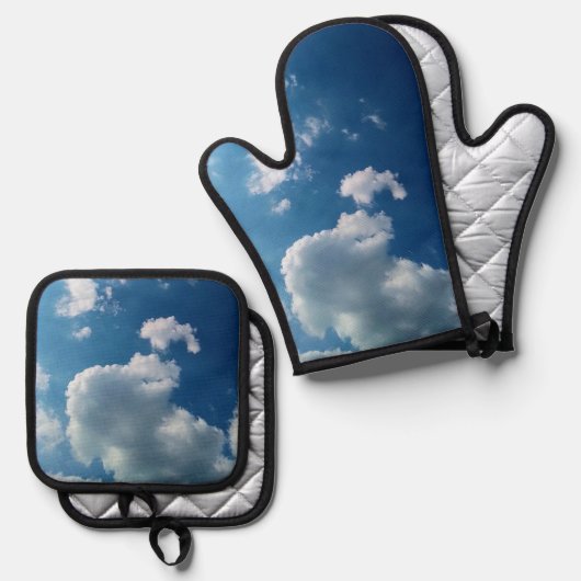 Zachte wolken ovenwant & pannenlap set (Voorkant / Achterkant)