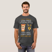Zachte yorkie warme yorkie kleine bal bonthond t-shirt (Voorkant volledig)