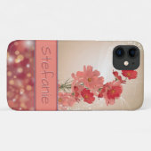 Zachte zalmbloemen en een droommaroon (brokeh) Case-Mate iPhone case (Achterkant (horizontaal))