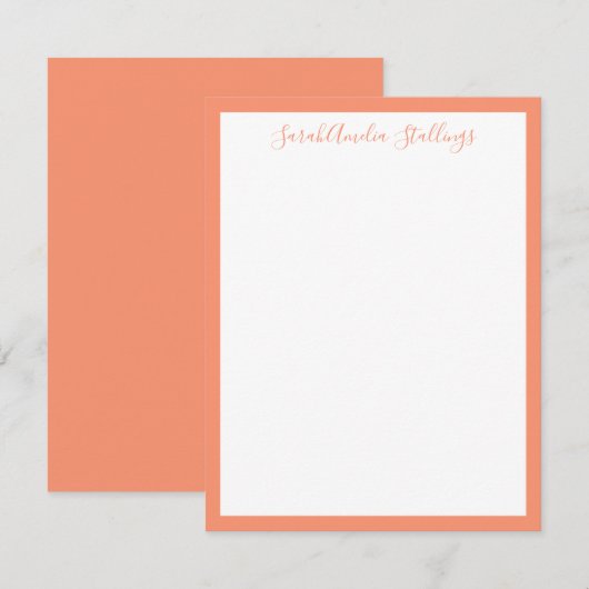 Zachte Zalmroodbaars Oranje Klassieke Nota Kaart (Voorkant / Achterkant)