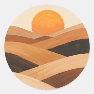 Zachte Zandgolven bij zonsondergang Ronde Sticker