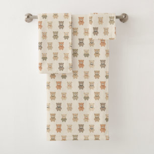 Zachte zandkleurige teddybeer kinderhanddoekenset bad handdoek
