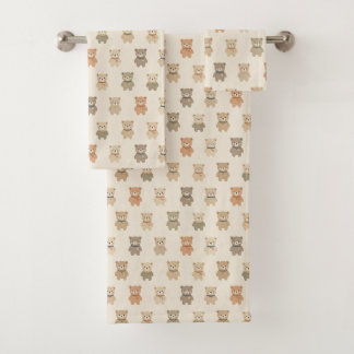 Zachte zandkleurige teddybeer kinderhanddoekenset bad handdoek