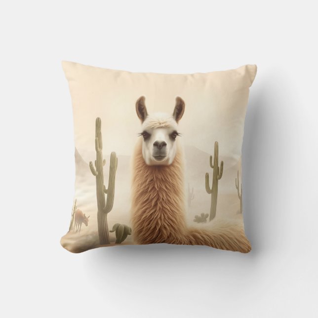 Zachte Zandlama met Cactus Flow Kussen (Voorkant)
