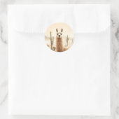Zachte Zandlama met Cactus Flow Ronde Sticker (Tas)