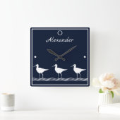 Zachte zandvangers op witte PILLOW Vierkante Klok (Huis)