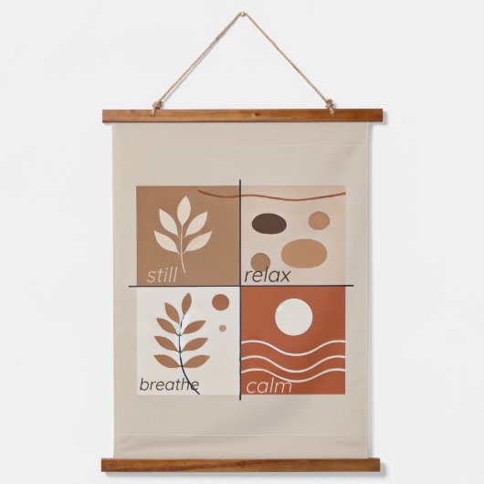 Zachte Zen Retreat Hout Overgoten Wandtapijt Hangend Wandkleed (Voorkant)