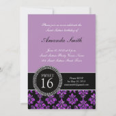 ZACHTE ZES, PAARSE GLITTER, ZWARTE DAMASK KAART (Achterkant)