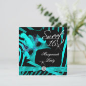 Zachte Zestien 16 Masquerade Teal Zebra Kaart (Staand voorkant)