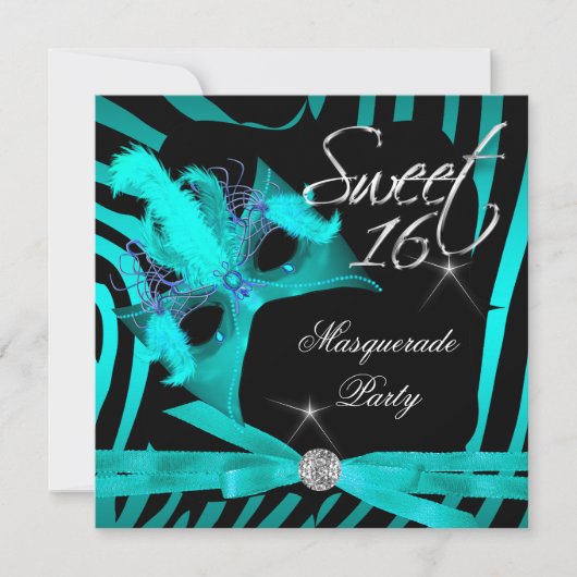 Zachte Zestien 16 Masquerade Teal Zebra Kaart (Voorkant)
