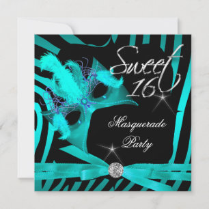 Zachte Zestien 16 Masquerade Teal Zebra Kaart
