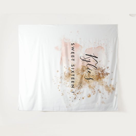 Zachte Zestien 16e Verjaardag Foto Booth Achtergro Wandkleed (Voorkant (horizontaal))