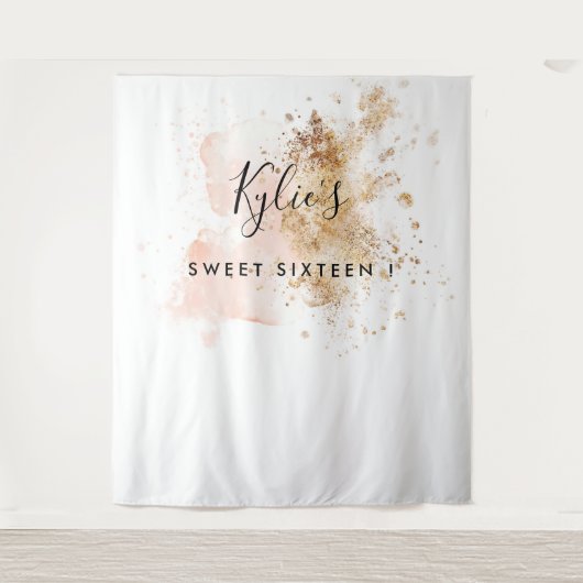 Zachte Zestien 16e Verjaardag Foto Booth Achtergro Wandkleed (Voorkant)