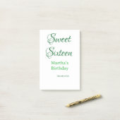 Zachte Zestien groene naam datum kalligrafie boho  Post-it® Notes (Op bureau)