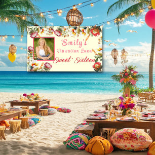 Zachte Zestien Hawaiaanse Luau Tropische Bloemen Spandoek