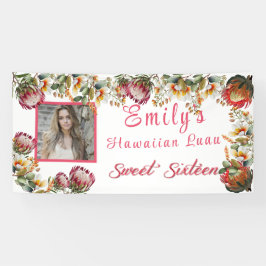 Zachte Zestien Hawaiaanse Luau Tropische Bloemen Spandoek