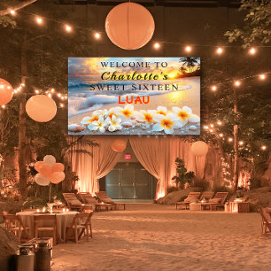 Zachte Zestien Hawaiaanse Luau Tropische Strandblo Spandoek