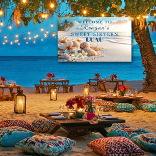 Zachte Zestien Hawaiiaanse Luau Tropische Strandbl Spandoek