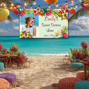Zachte Zestien Luau, Rode Hibiscus, Op Maat Spandoek