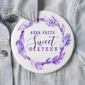 Zachte zestien paarse veren waterverf ronde button 6,0 cm (In situ)