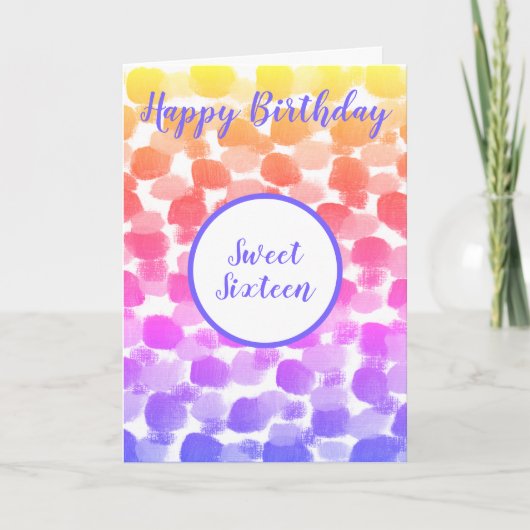 Zachte zestien regenboogkleurige Waterverf Birthda Kaart (Voorkant)