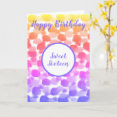 Zachte zestien regenboogkleurige Waterverf Birthda Kaart (Gele Bloem)