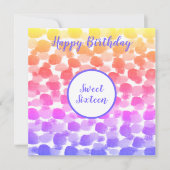 Zachte zestien regenboogkleurige Waterverf Birthda Kaart (Voorkant)