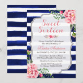 Zachte zestien roze zilveren zilverblauwe strepen kaart (Voorkant / Achterkant)