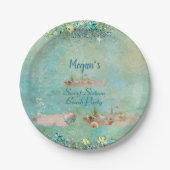 Zachte Zestien Strand Tropische Schelpen & Parels Papieren Bordje (Voorkant)