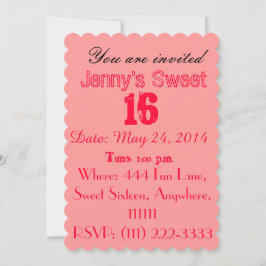 Zachte zestien uitnodigingen -  roze