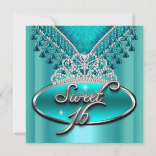 Zachte Zestien Verjaardag Turquoise Blauwe Tiara Kaart