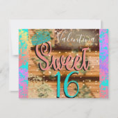 Zachte Zestien Vintage Boho Turquoise Goud Rustiek Kaart (Voorkant)