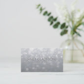 Zachte Zilveren Lichten Bokeh Visitekaartje (Staand voorkant)