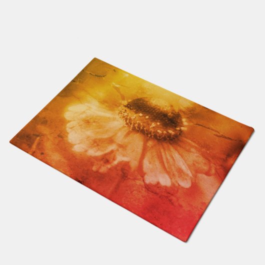 Zachte zinnia Daisy Flower in Sepia Deurmat (Schuin)
