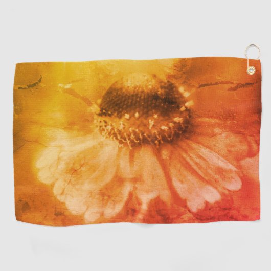 Zachte zinnia Daisy Flower in Sepia  Golfhanddoek (Horizontaal)
