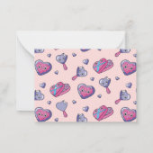 Zachte Zoete Dessert Patroon Roze Valentijnsdag Notitiekaartje (Achterkant)