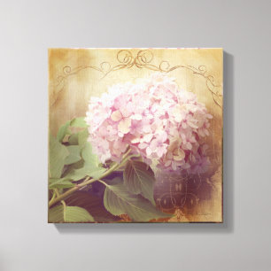 Zachte zomer 2 Roze hydrangeas Floral  Canvas Afdruk