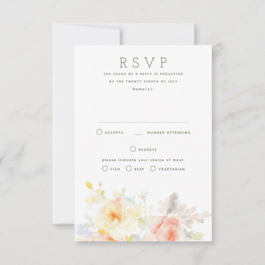 Zachte Zomer Bloemen RSVP-Kaart voor Huwelijk RSVP Kaartje (Voorkant)