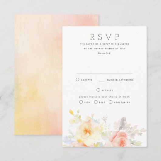 Zachte Zomer Bloemen RSVP-Kaart voor Huwelijk RSVP Kaartje (Voorkant / Achterkant)