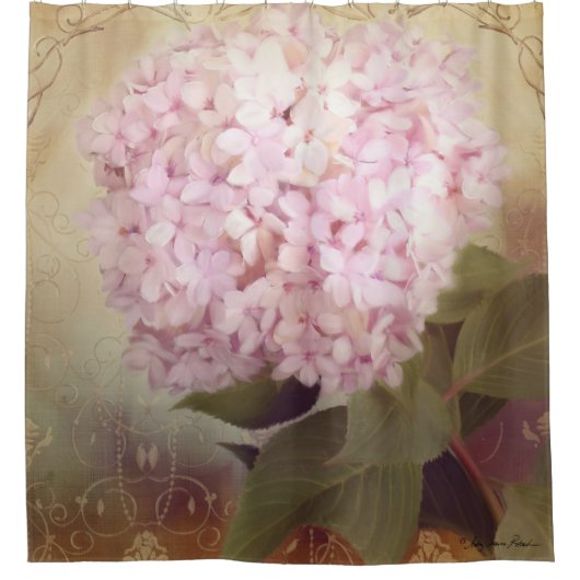 Zachte zomer Blush Hydrangea Flower  Style Douchegordijn (Voorkant)