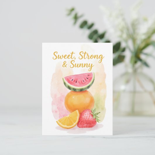 Zachte Zomer Stemming – Watercolor Fruit Ansichtka Briefkaart (Staand voorkant)