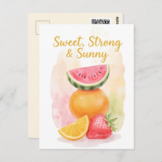 Zachte Zomer Stemming – Watercolor Fruit Ansichtka Briefkaart (Voorkant / Achterkant)
