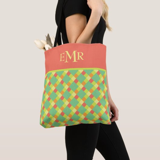 Zachte Zomer Tegel Strepen Monogram Tote Bag (Dichtbij)