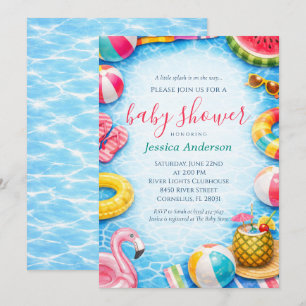 Zachte Zomer Zwembadfeestje Baby Shower Kaart