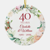 Zachte Zomerrozenkrans 40ste verjaardag Keramisch Ornament (Voorkant)