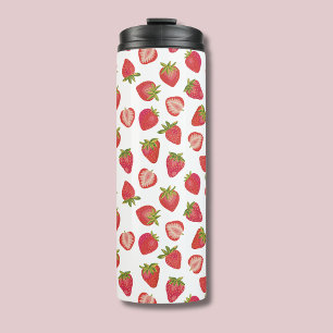 Zachte zomerse aardbeienprint thermosbeker