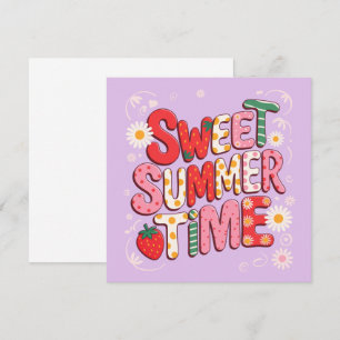 Zachte ZomerTijd Coquette Aardbei Retro Strand  Kaart