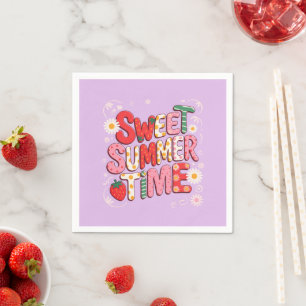 Zachte ZomerTijd Coquette Aardbei Retro Strand  Servet