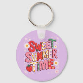Zachte ZomerTijd Coquette Aardbei Retro Strand Sleutelhanger (Voorkant)